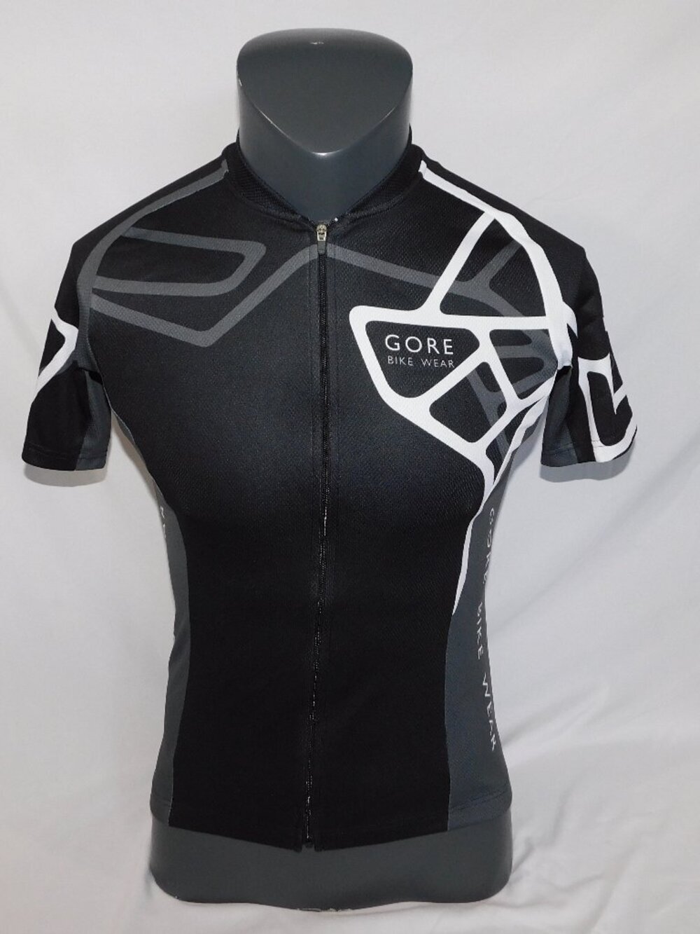 GORE Bike Wear Cycling Jersey Black Gray White  Full Zip Short Sleeve Mens M